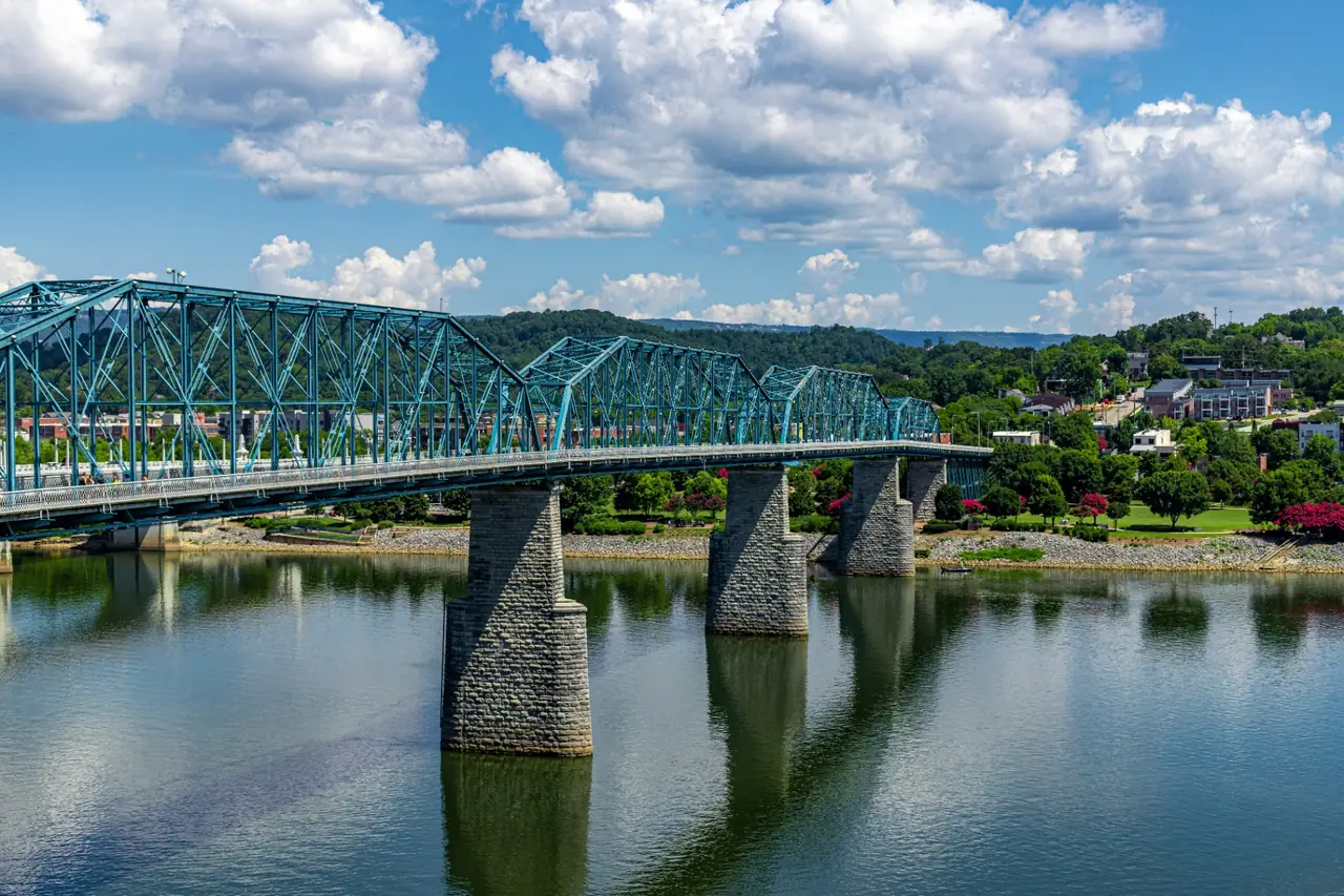 Best moving company in Chattanooga — Walnut Street Bridge and downtown Chattanooga skyline over the Tennessee River