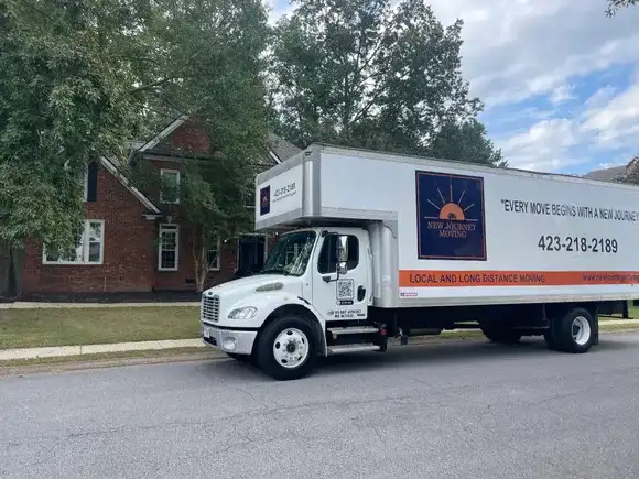 New Journey Moving truck parked at a residential home in Chattanooga
